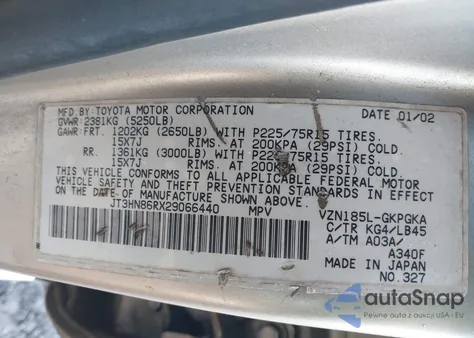 2002 Toyota 4Runner Sr5 V6 z USA, uszkodzony, nr VIN JT3HN86RX29066440